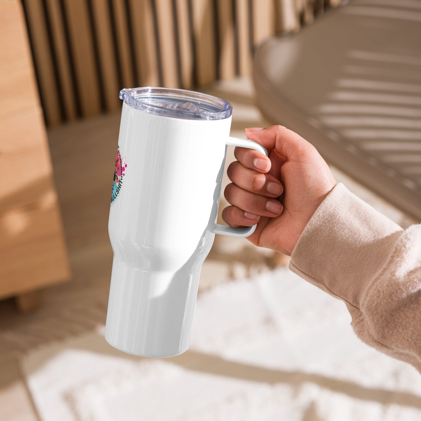 Inhale/Exhale Travel mug with a handle