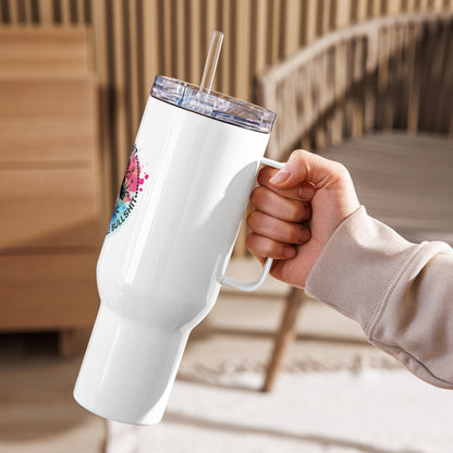 Inhale/Exhale Travel mug with a handle